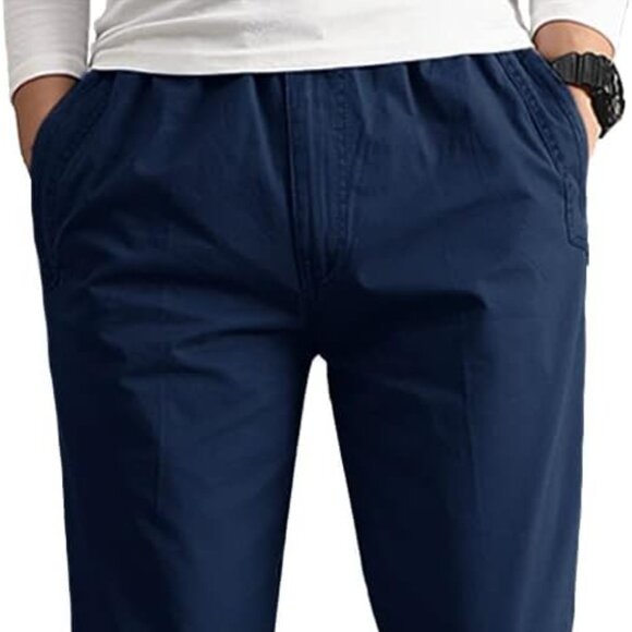 Men's Blue Cargo Elastic Waist Casual Long Trousers Light Jogger Pants Sz 3XL - Picture 2 of 6